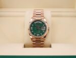 Rolex Day-Date 36 mm President Rose Gold Green Aventurine Diamond Dial Fluted Bezel - 128235 - Image 2