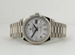 Rolex White Gold Day-Date 40 Watch - Fluted Bezel - Meteorite Baguette Diamond Dial - President Bracelet - 228239 mtdp - Image 4