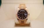 Rolex Day-Date 40 Rose Gold Chocolate Diagnonal Motif Index Dial & Fluted Bezel President Bracelet 228235 - - Image 2