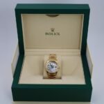 Rolex Yellow Gold Day-Date 36 Watch - Fluted Bezel - Mother-of-Pearl Diamond Dial - President Bracelet - 128238 mdp - Image 3