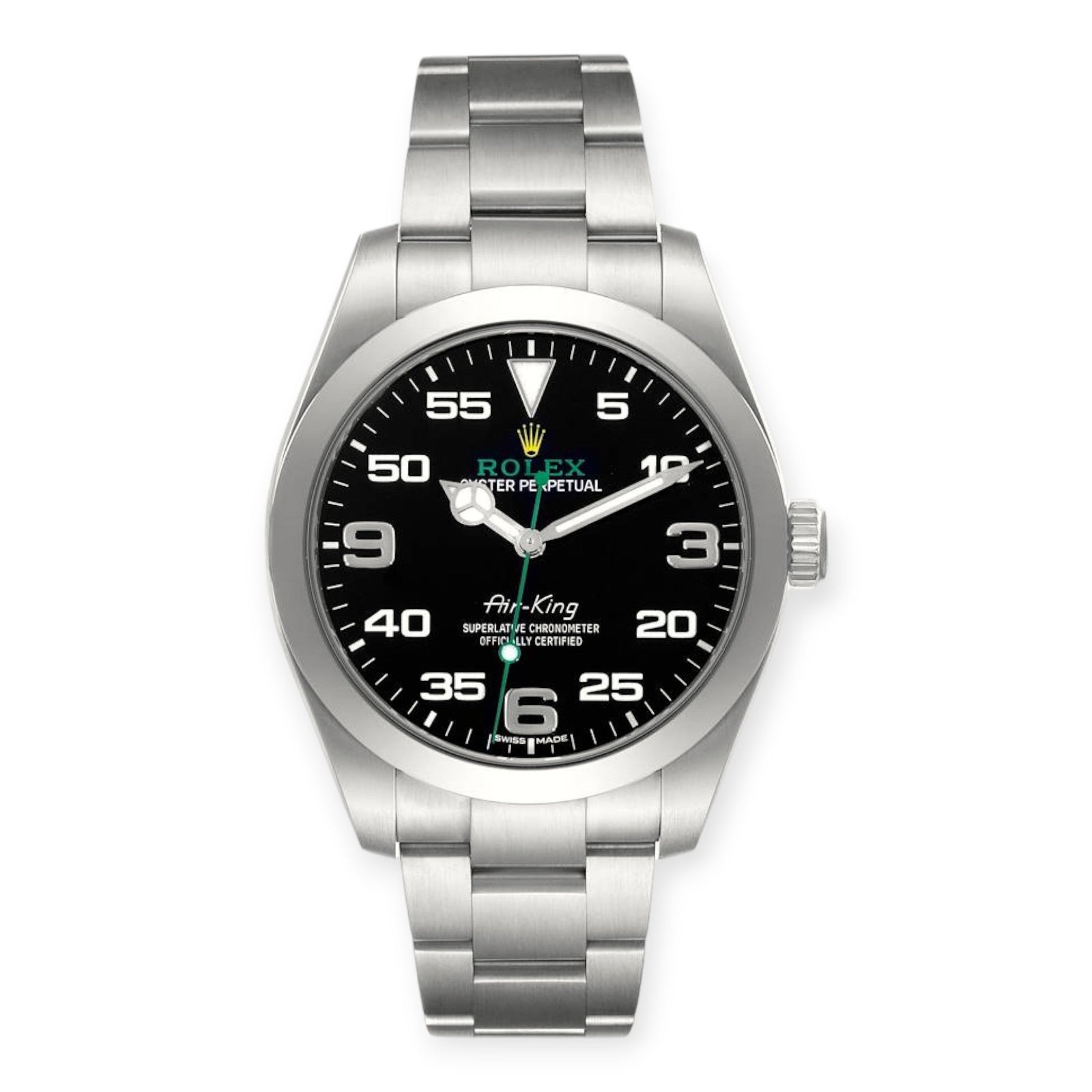 116900blk-1-Photoroom.jpg Rolex Oyster Perpetual Air King 116900 Green Hand Steel Mens Watch - Image 1