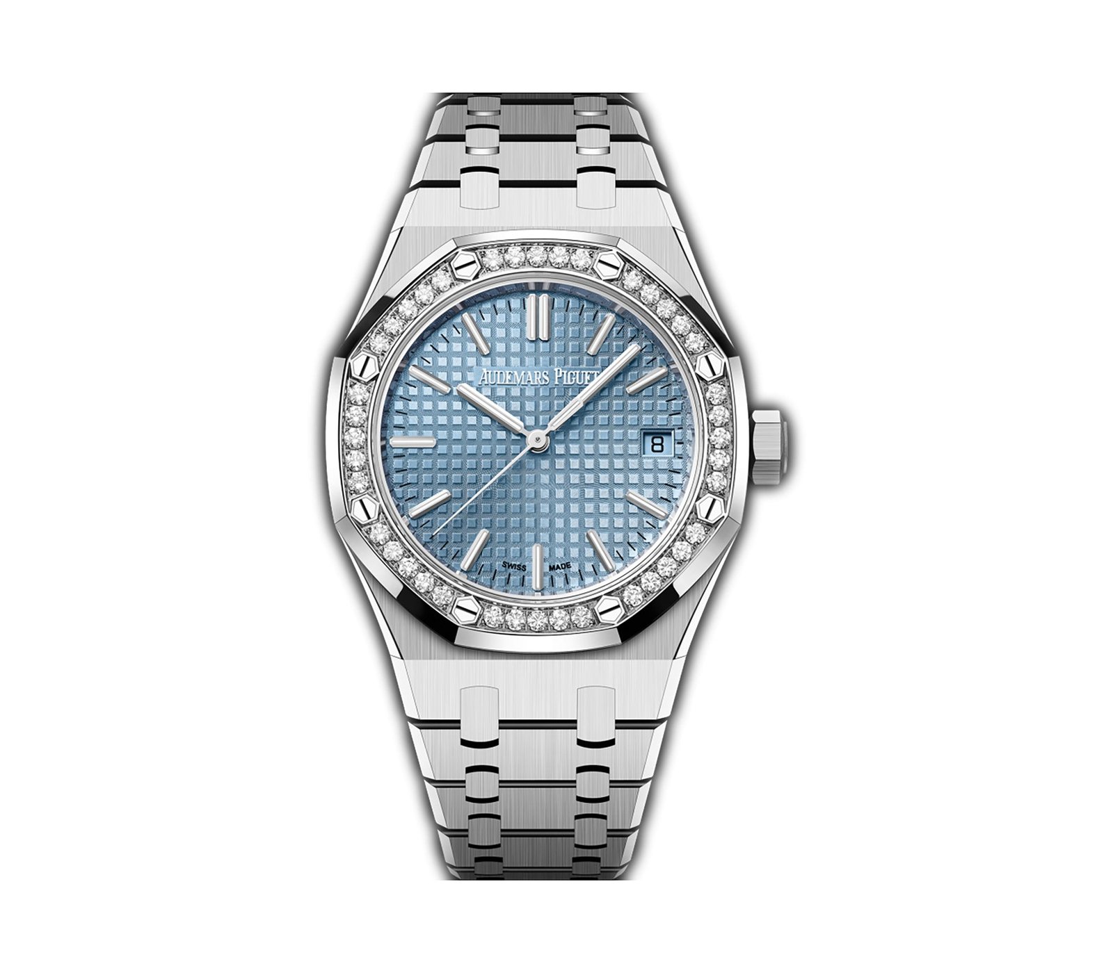 AP-15551ST.jpg 37mm Stainless Steel Diamond Bezel Light Ice Blue Dial Automatic - Image 1