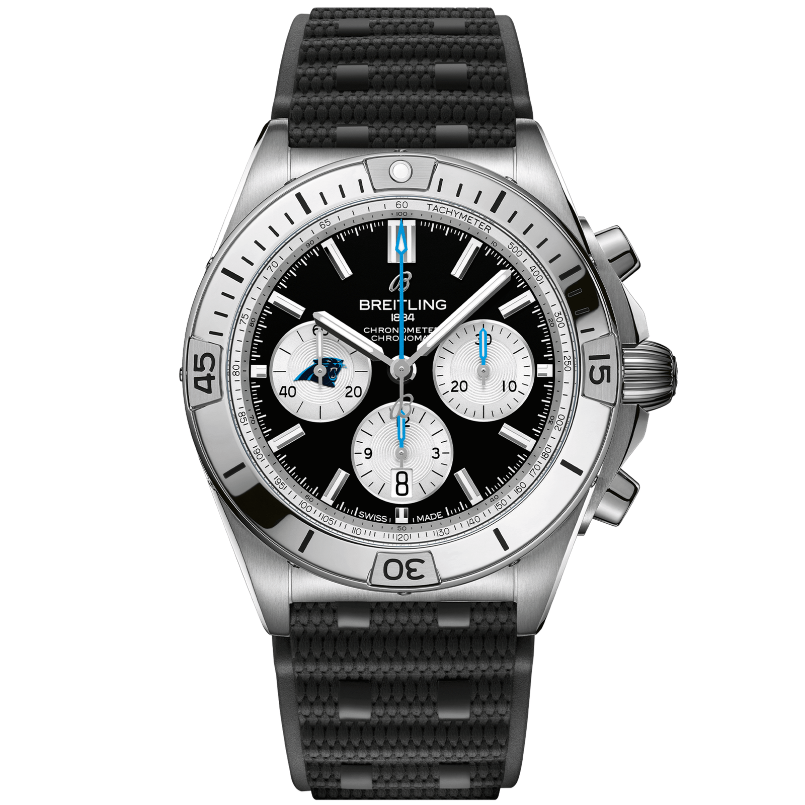 Chronomat_B0142_AB01342B1B5S1_RUBBER_CAROLINA_PANTHERS_DIGITAL-scaled-1.png Chronomat B01 42 NFL Carolina Panthers Edition AB01342B1B5S1 - Image 1