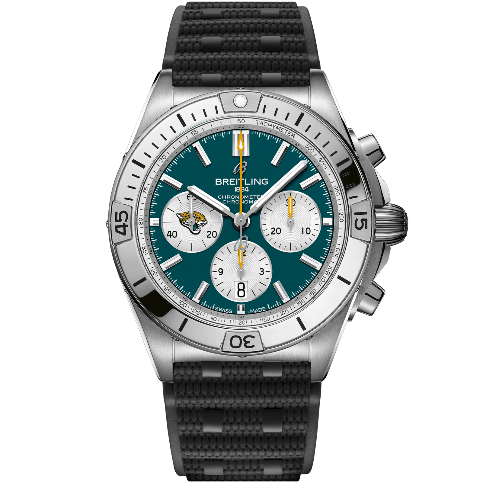 Chronomat_B0142_AB01342B1L3S1_RUBBER_JACKSONVILLE_JAGUARS_DIGITAL-scaled-1.png Chronomat B01 42 NFL Jacksonville Jaguars Edition AB01342B1L3S1 - Image 1