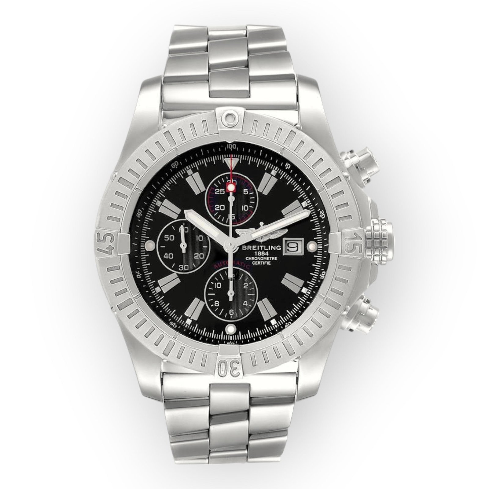 Pre-Owned-Breitling-Super-Avenger-A13370-Black-Dial-Chronograph-Steel-Mens-Watch-JD-Watches-NY.jpg Breitling Super Avenger A13370 Black Dial Chronograph Steel Mens Watch - Image 1