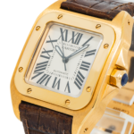 Cartier Santos Large Rose Gold Mens Watch WGSA0019 with Brown Leather Bracelet - Image 2