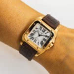 Cartier Santos Large Rose Gold Mens Watch WGSA0019 with Brown Leather Bracelet - Image 5