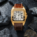 Cartier Santos Large Rose Gold Mens Watch WGSA0019 with Brown Leather Bracelet - Image 6