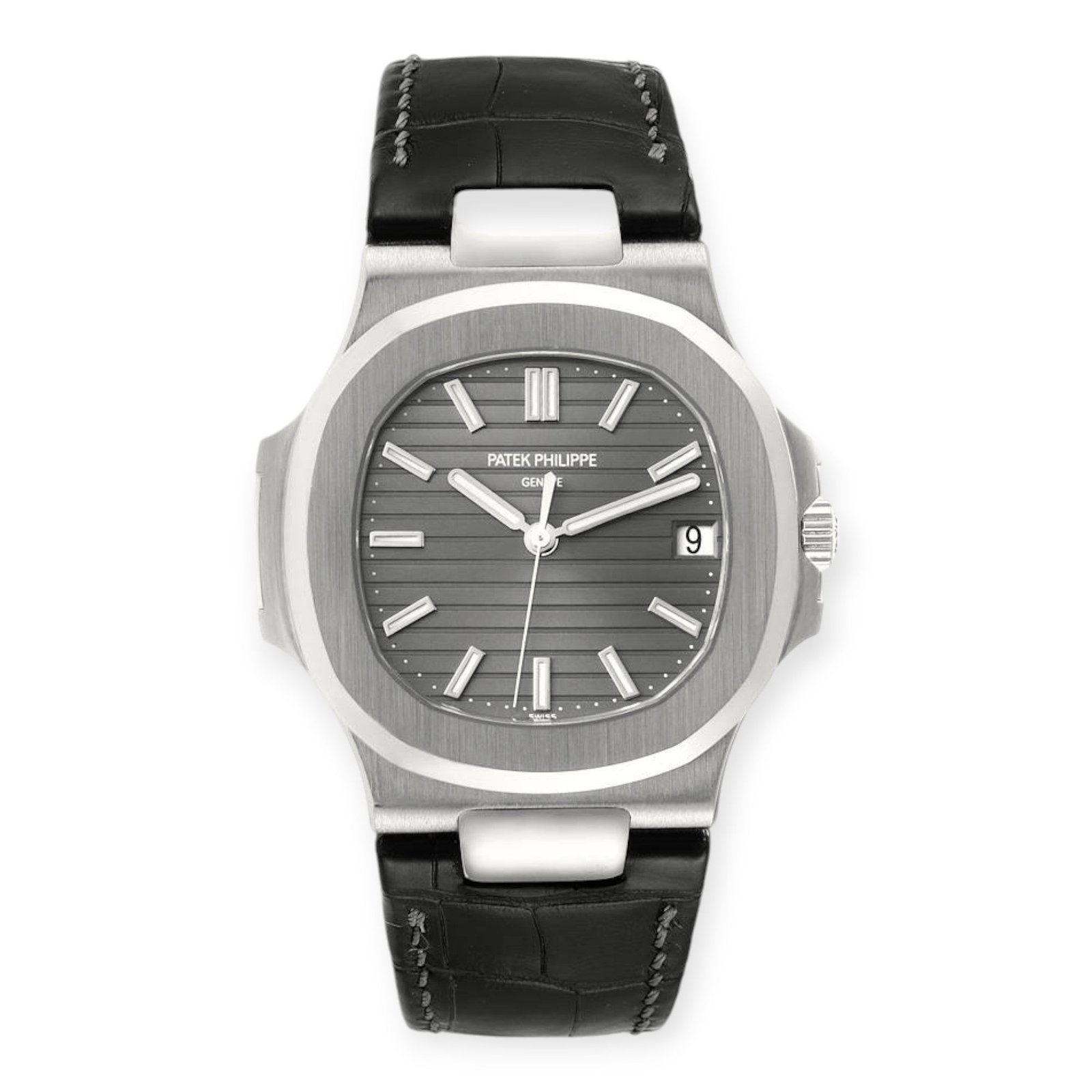 Pre-Owned-Patek-Philippe-Nautilus-18K-White-Gold-Black-Strap-Mens-Watch-5711-JD-Watches-NY.jpg Patek Philippe Nautilus 18K White Gold Black Strap Mens Watch 5711 - Image 1