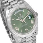 Rolex White Gold Day-Date 40 Watch Olive Green Roman Dial - President Bracelet 228239 - Image 2
