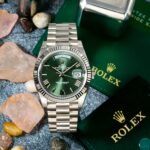 Rolex White Gold Day-Date 40 Watch Olive Green Roman Dial - President Bracelet 228239 - Image 5