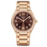 36mm 18k Rose Gold Sunburst Brown Dial Diamond Bezel Bracelet