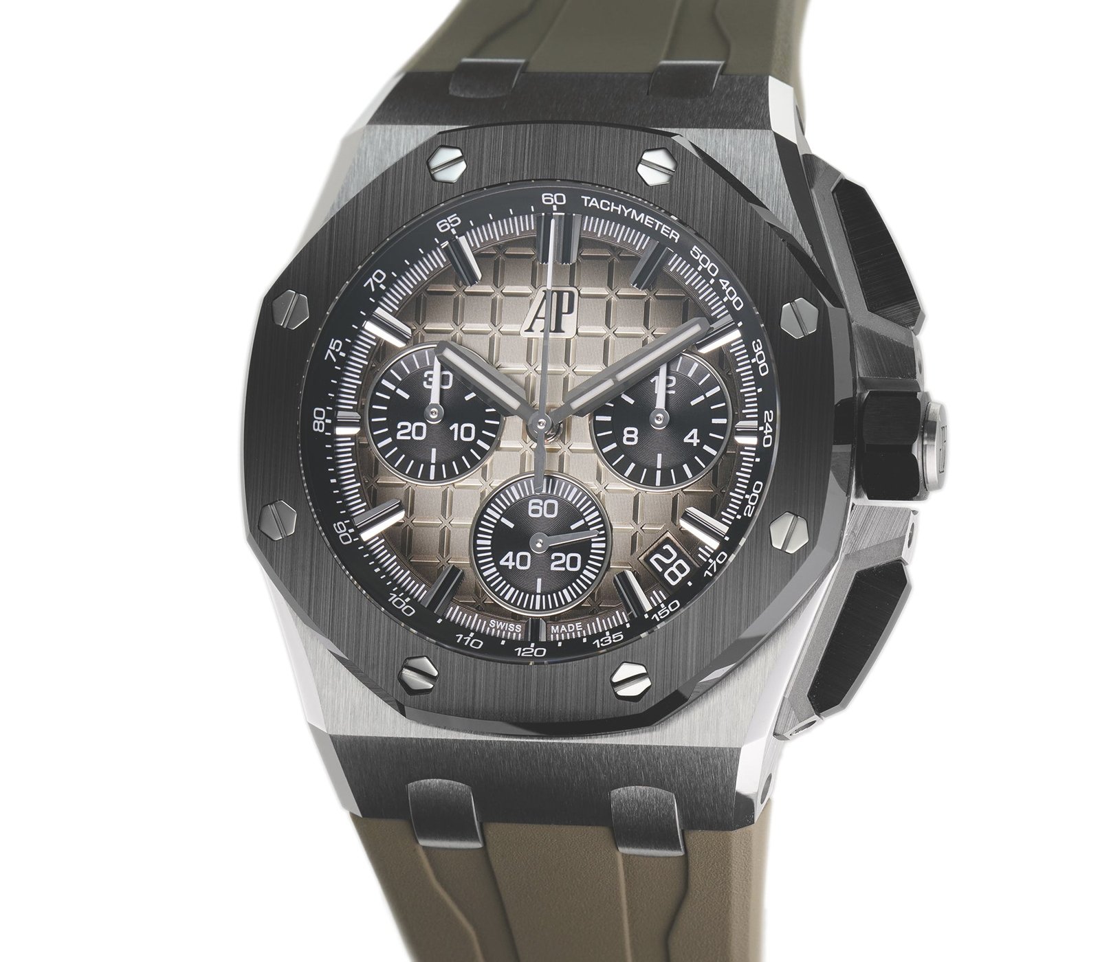 Untitled-1_c10877df-8efd-45cb-b93a-e8ce19a7486b.jpg 43mm Chronograph Steel Ceramic Smoked Light Brown Dial Taupe Strap - Image 1