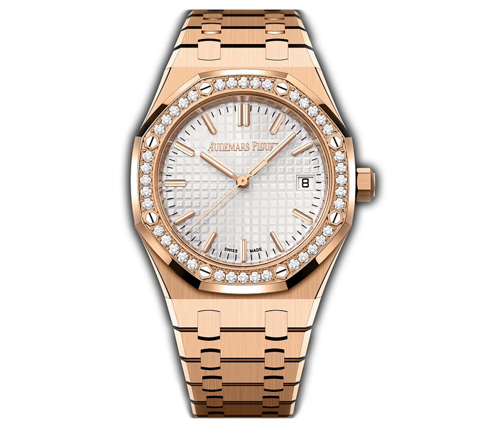 Untitled-3wwwwwww.jpg 34mm 18k Rose Gold Diamond Bezel Silver Dial Automatic - Image 1