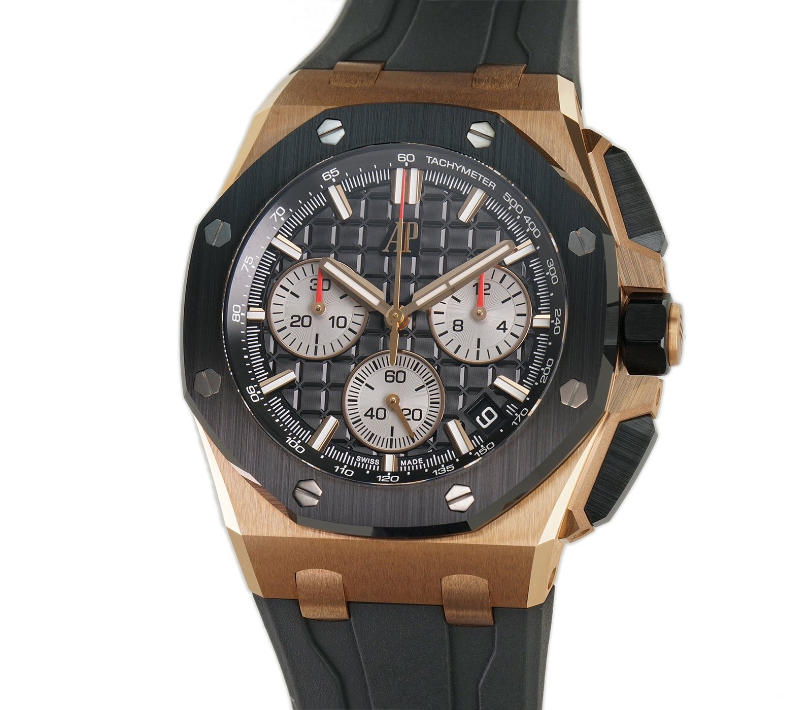 Untitled-A_0ba30b39-d784-4e60-8e1e-c6754469ea6d.jpg 43mm Chronograph Rose Gold Ceramic “Méga Tapisserie” Black Dial - Image 1