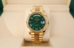 Rolex Day-Date 40 Yellow Gold Watch - Fluted Bezel - Green Roman Dial - President Bracelet - 228238 grrp - Image 2