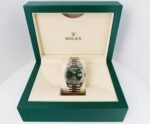 Rolex White Gold Day-Date 40 Watch - Fluted Bezel - Olive Green Bevelled Roman Dial - President Bracelet - 228239 ogrp - Image 2